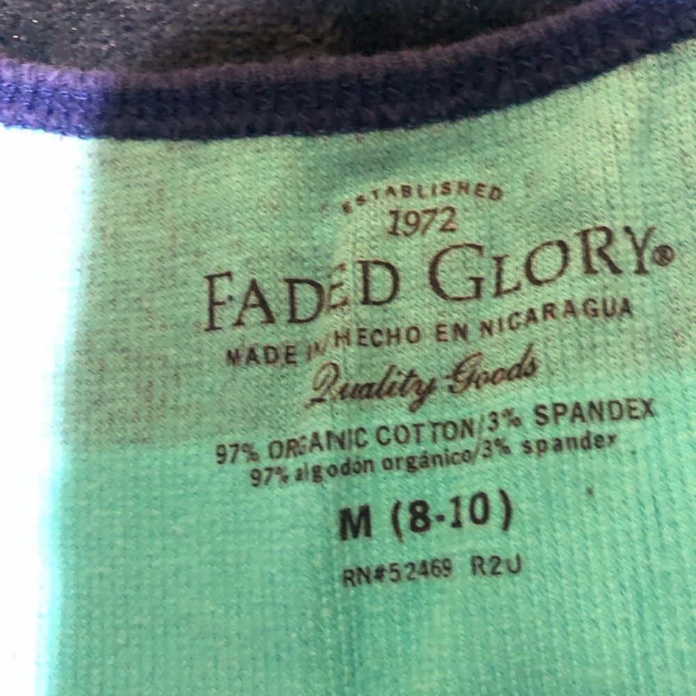 Faded Glory Striped Organic Cotton Tank Top Blue Green Purple - Picture 2 of 2